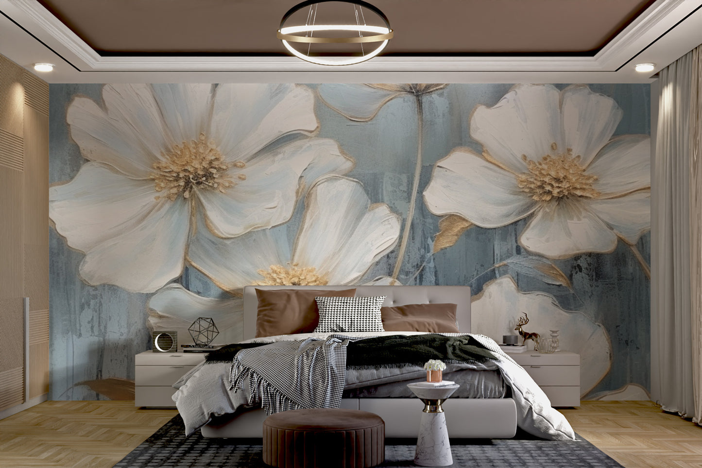 Vintage botanical wallpaper with graceful floral details