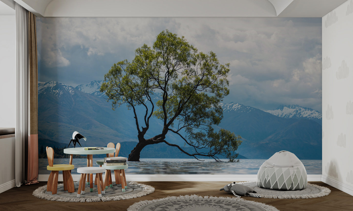 Tranquil lake wallpaper with vibrant nature scenery