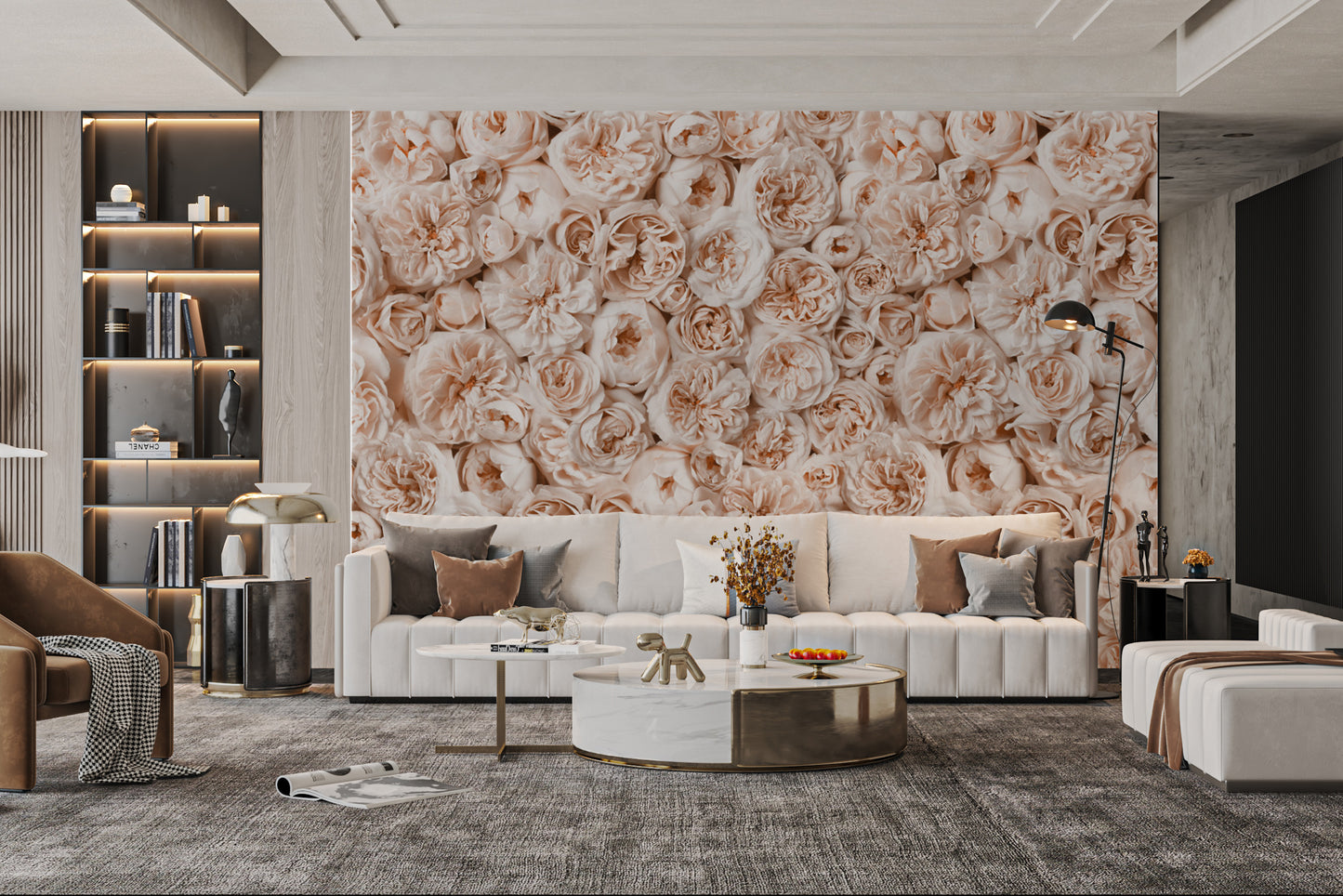Romantic floral wallpaper with delicate botanical design