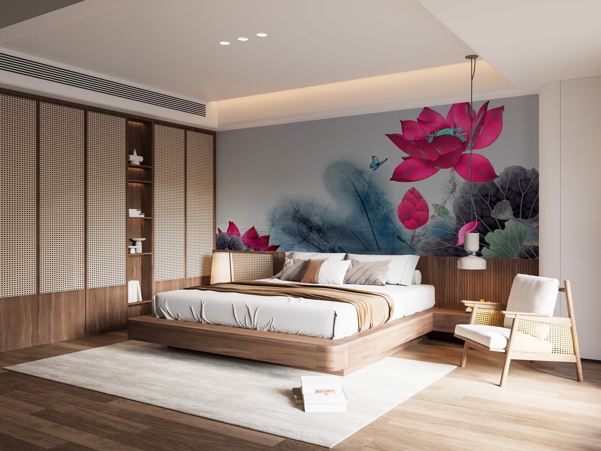 Artistic Lotus Flower Removable Wall Mural