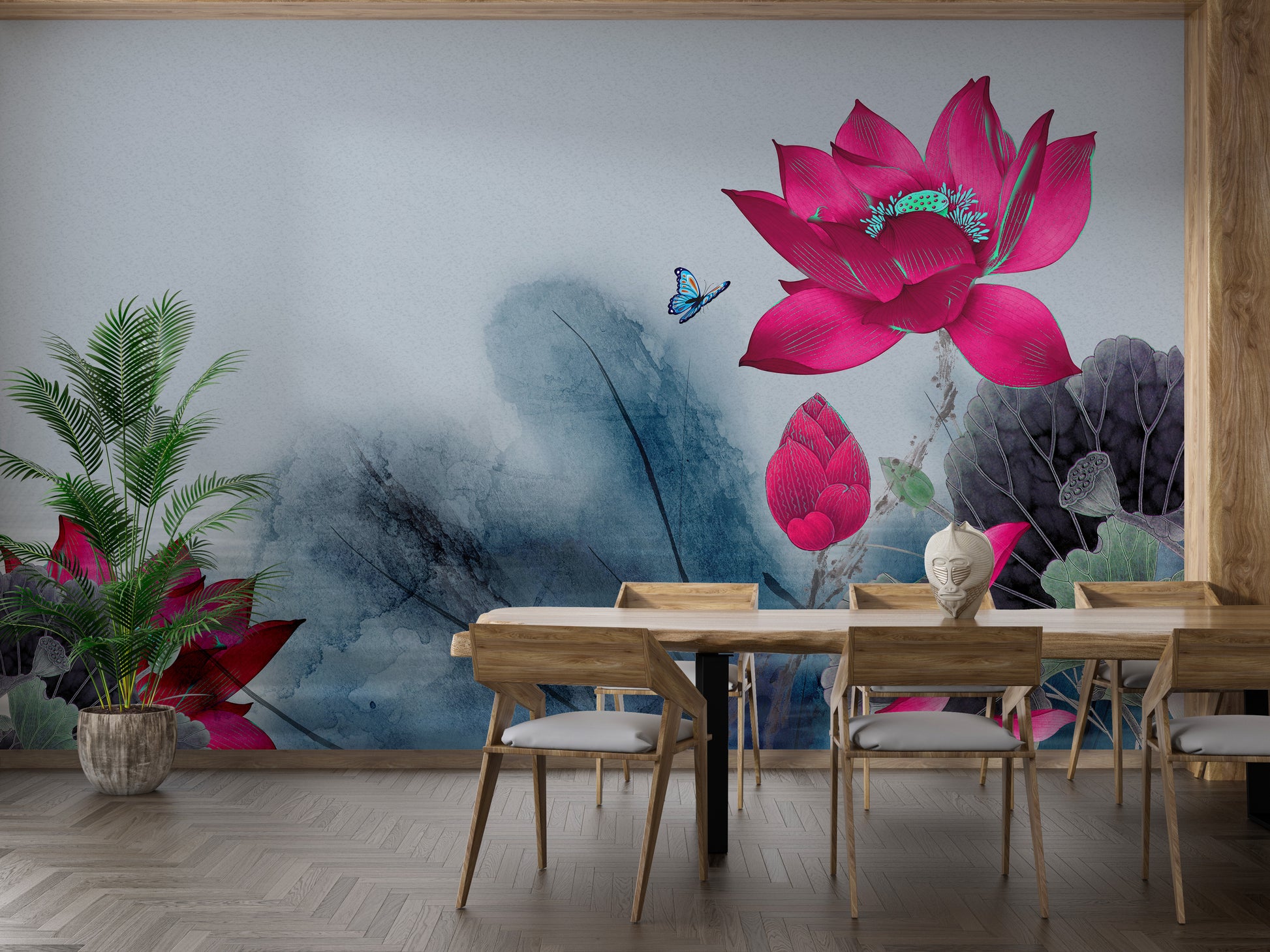 Modern Removable Lotus Flower Wallpaper Mural