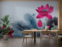 Modern Removable Lotus Flower Wallpaper Mural