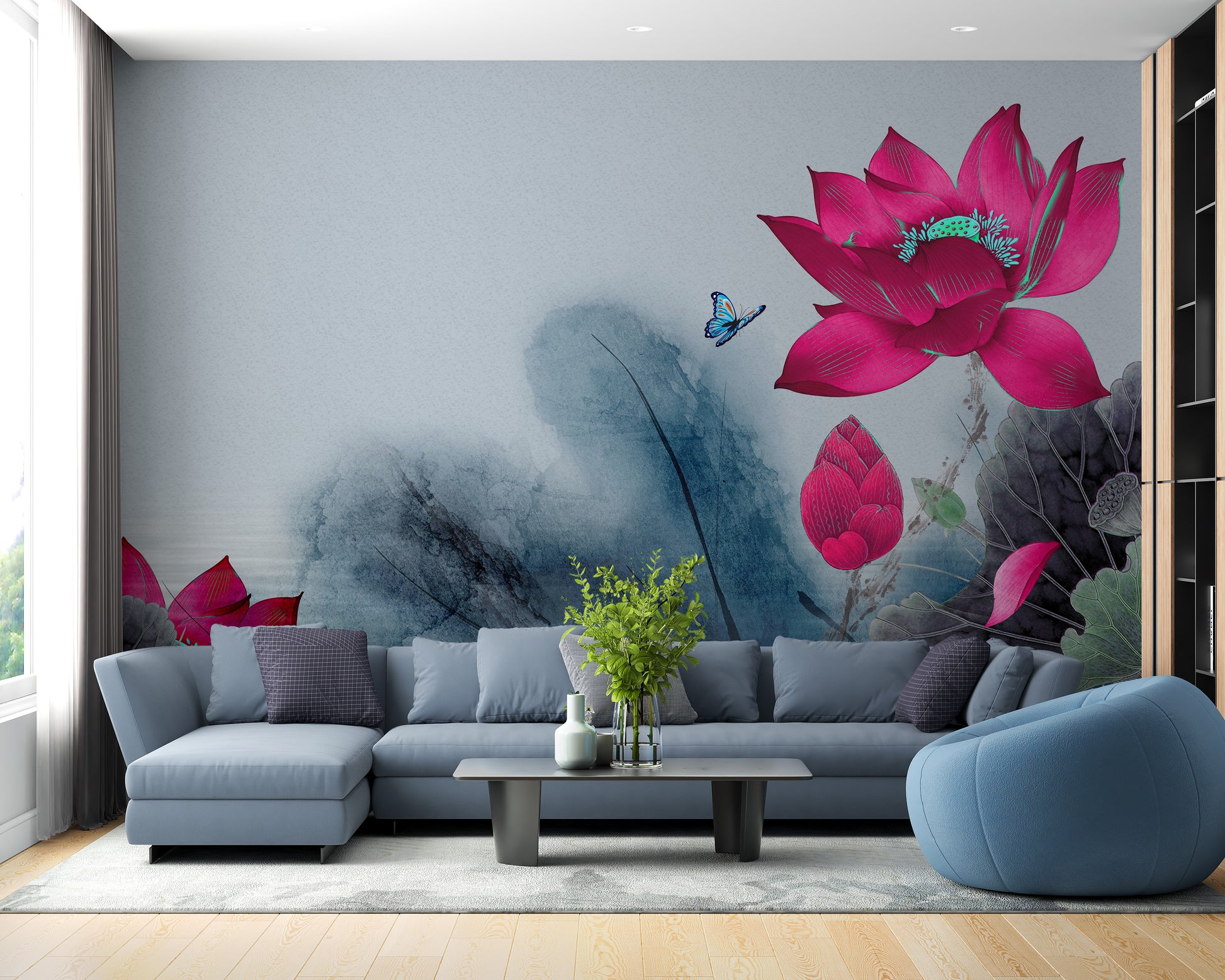 Stylish Removable Lotus Flower Wall Mural