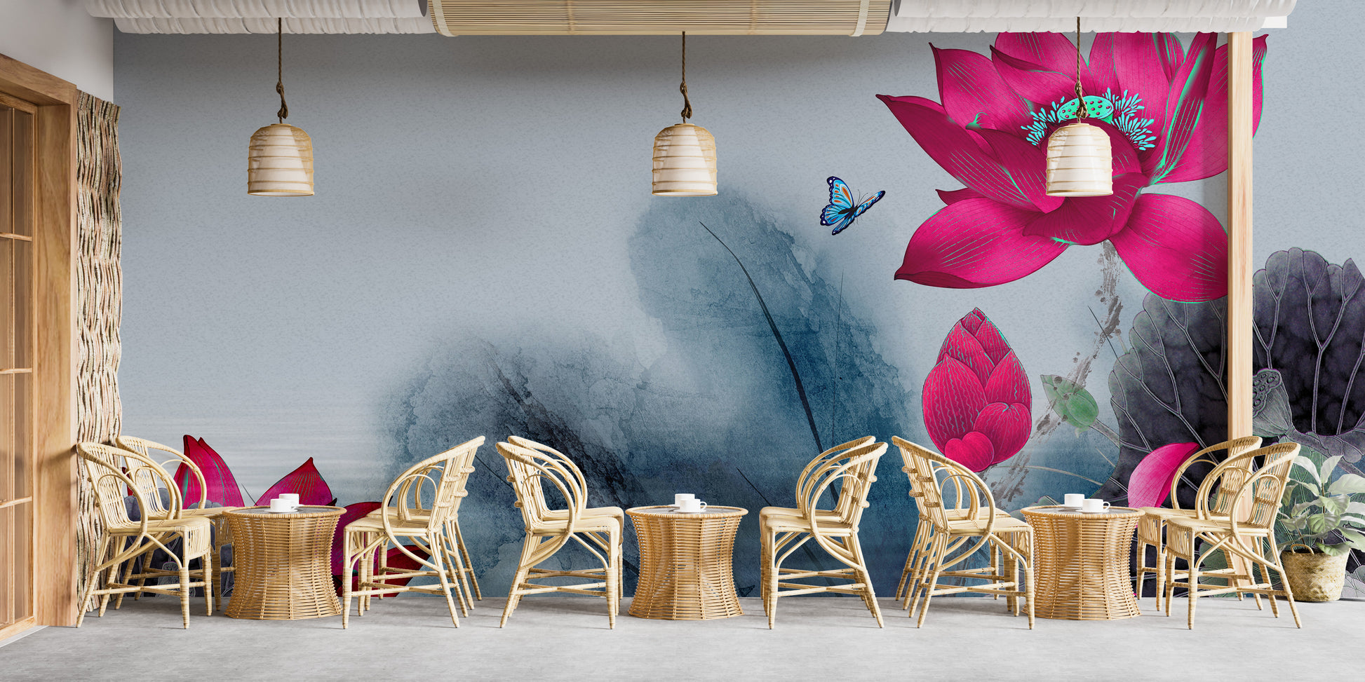 Removable Lotus Flower Wallcovering Mural