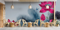 Removable Lotus Flower Wallcovering Mural