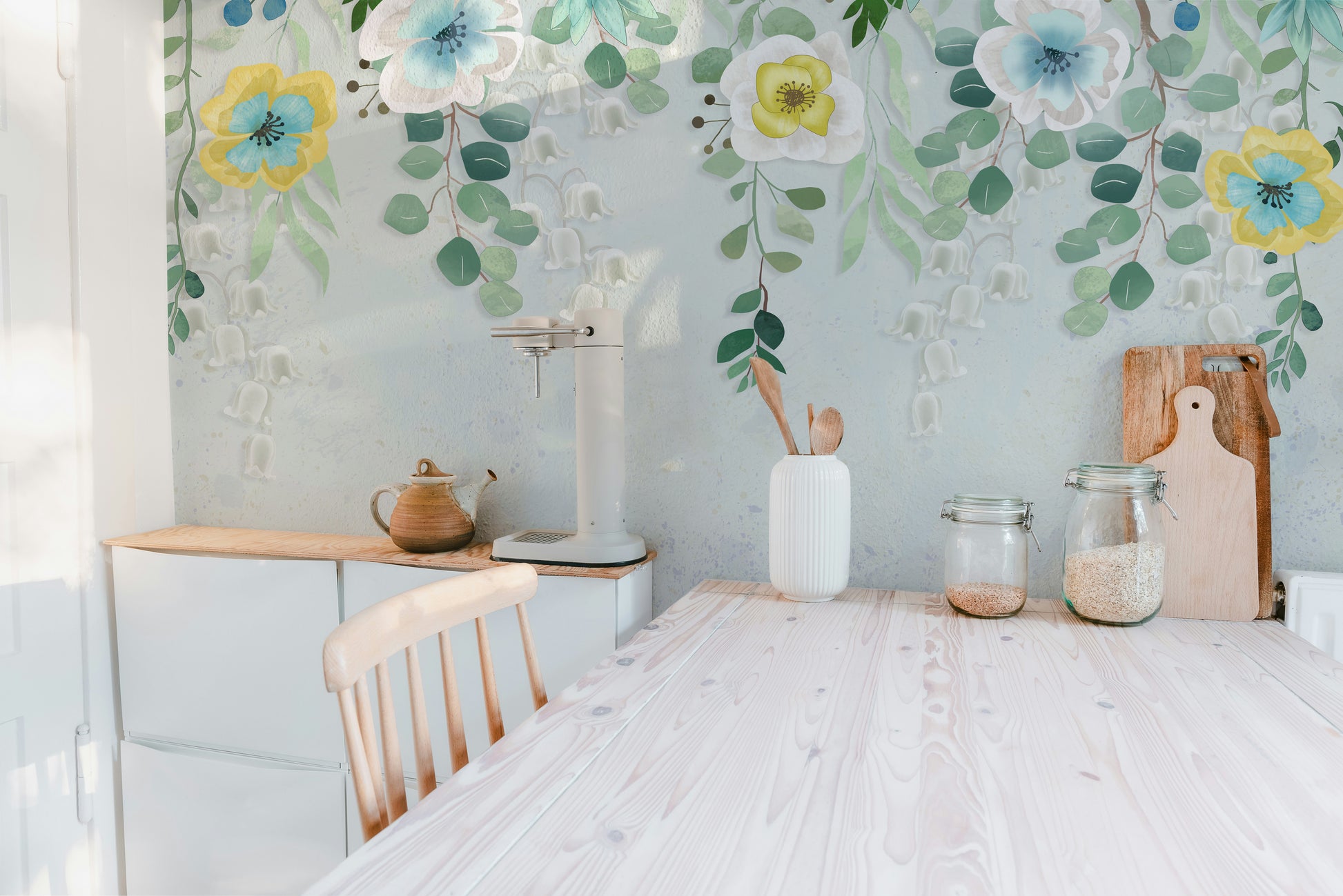 Modern Flourishing Blossoms Wall Veil Mural Design