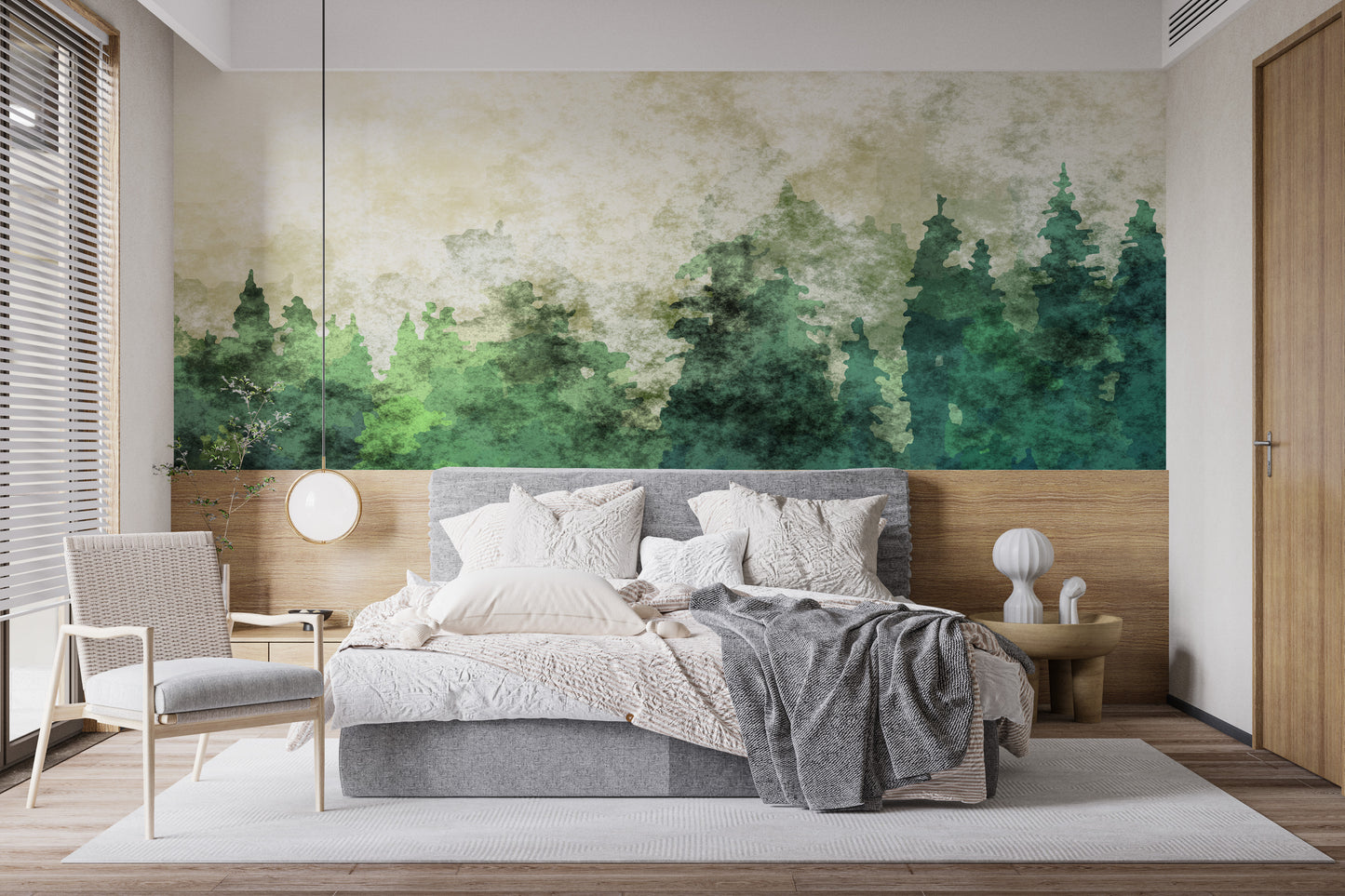 Watercolor Elegance Misty Forest Wallpaper Mural