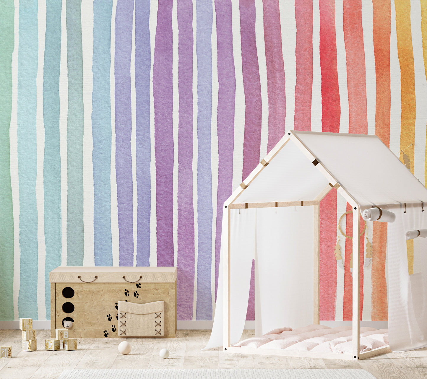 Striped Rainbow Splash Wall Mural for Chic Walls