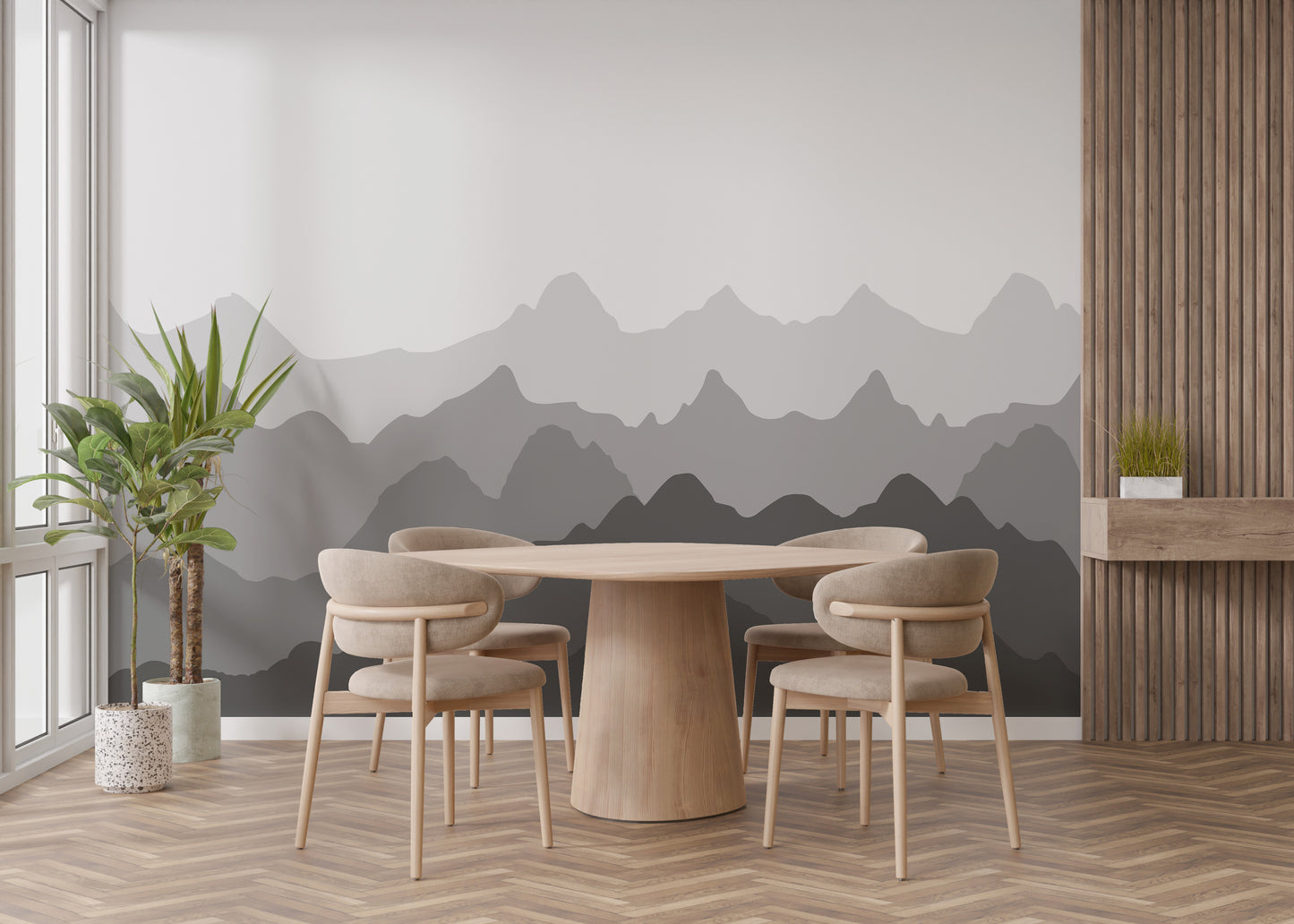 Grey Mountain Shadows Wall Mural for Elegant Walls