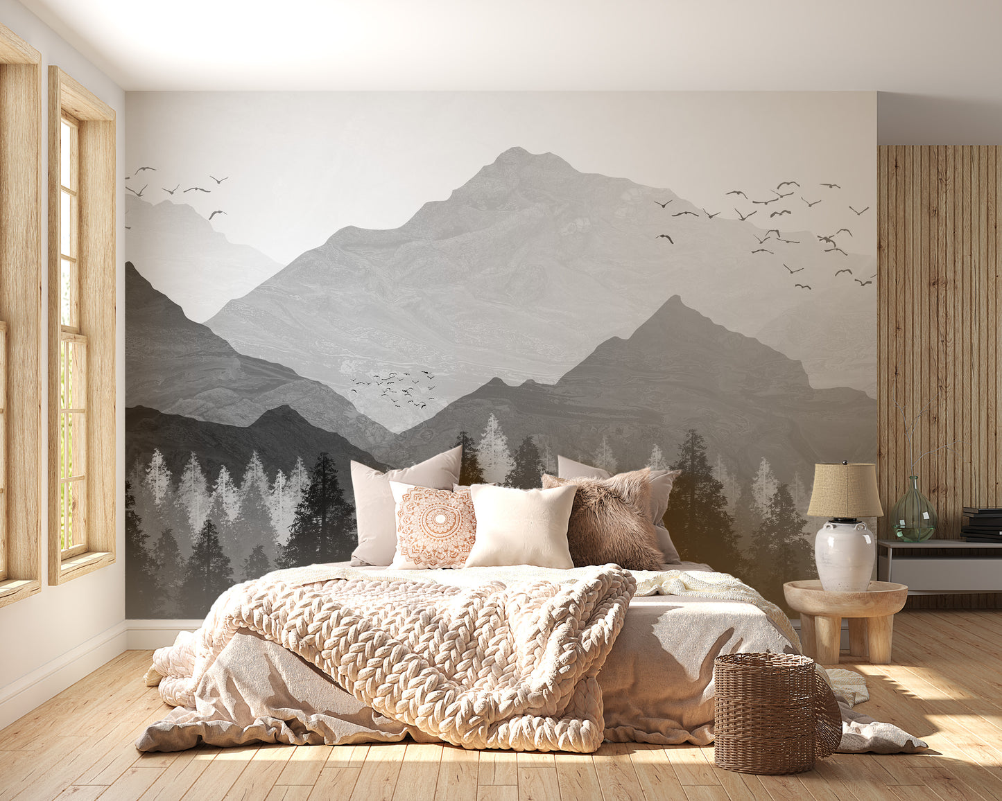 Shadowed Mountain Landscape Wall Mural for Your Walls