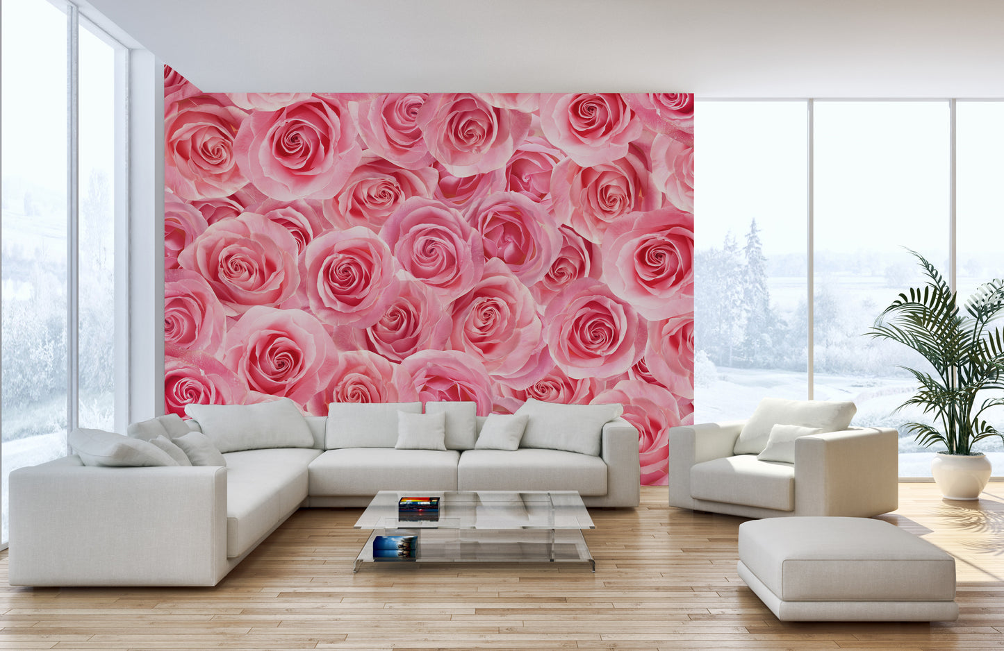 Charming Pink Rose Self-Adhesive Mural for Walls