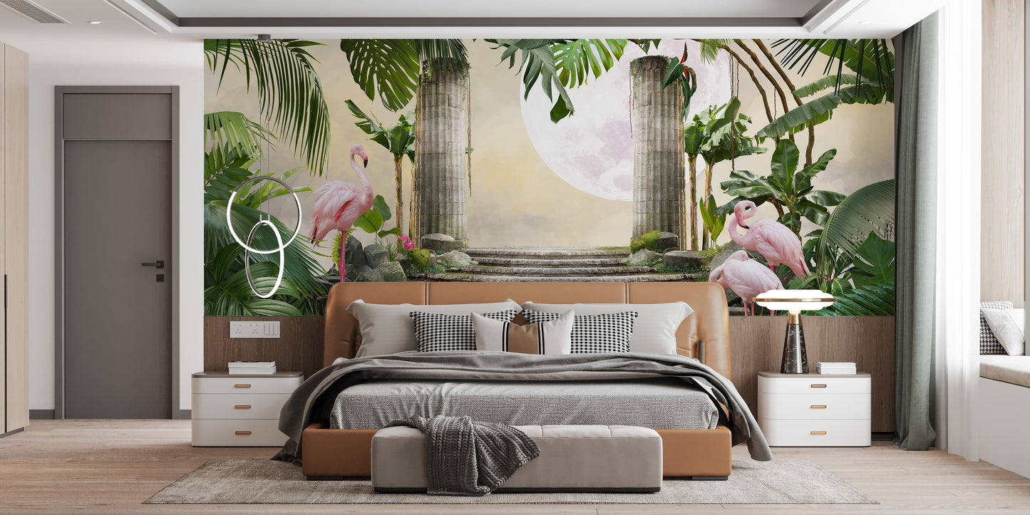 Flamingo Paradise Lunar Wall Mural for Walls