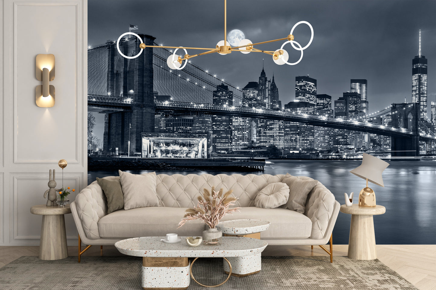 Self Adhesive New York City Lights Mural Design
