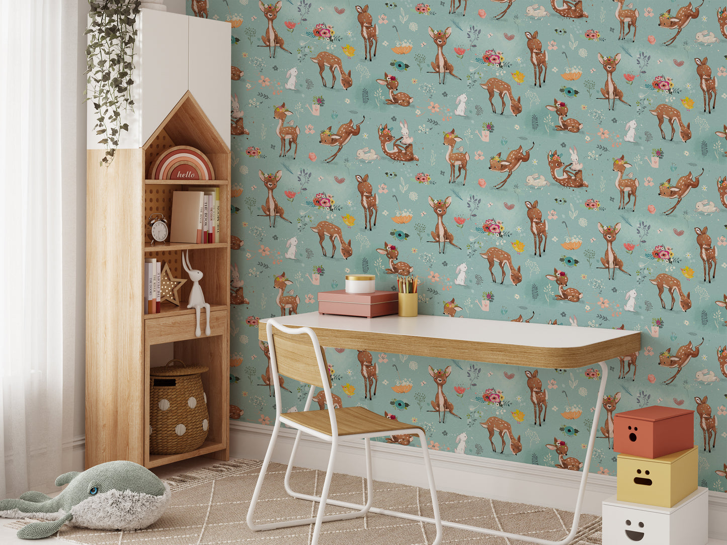 Nature Deer and Hare Wallpaper Mural