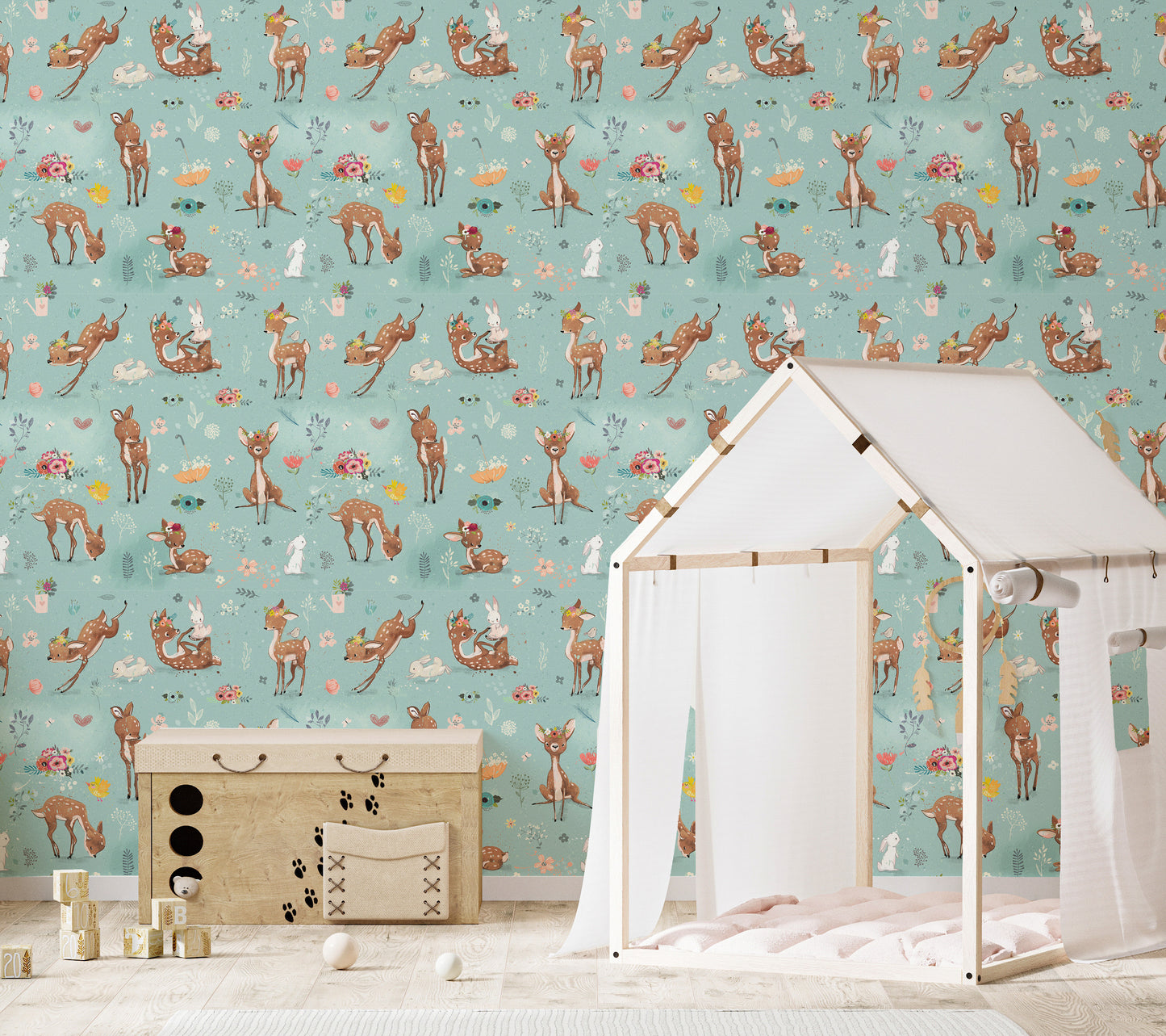 Gentle Deer and Hare Wallpaper Mural