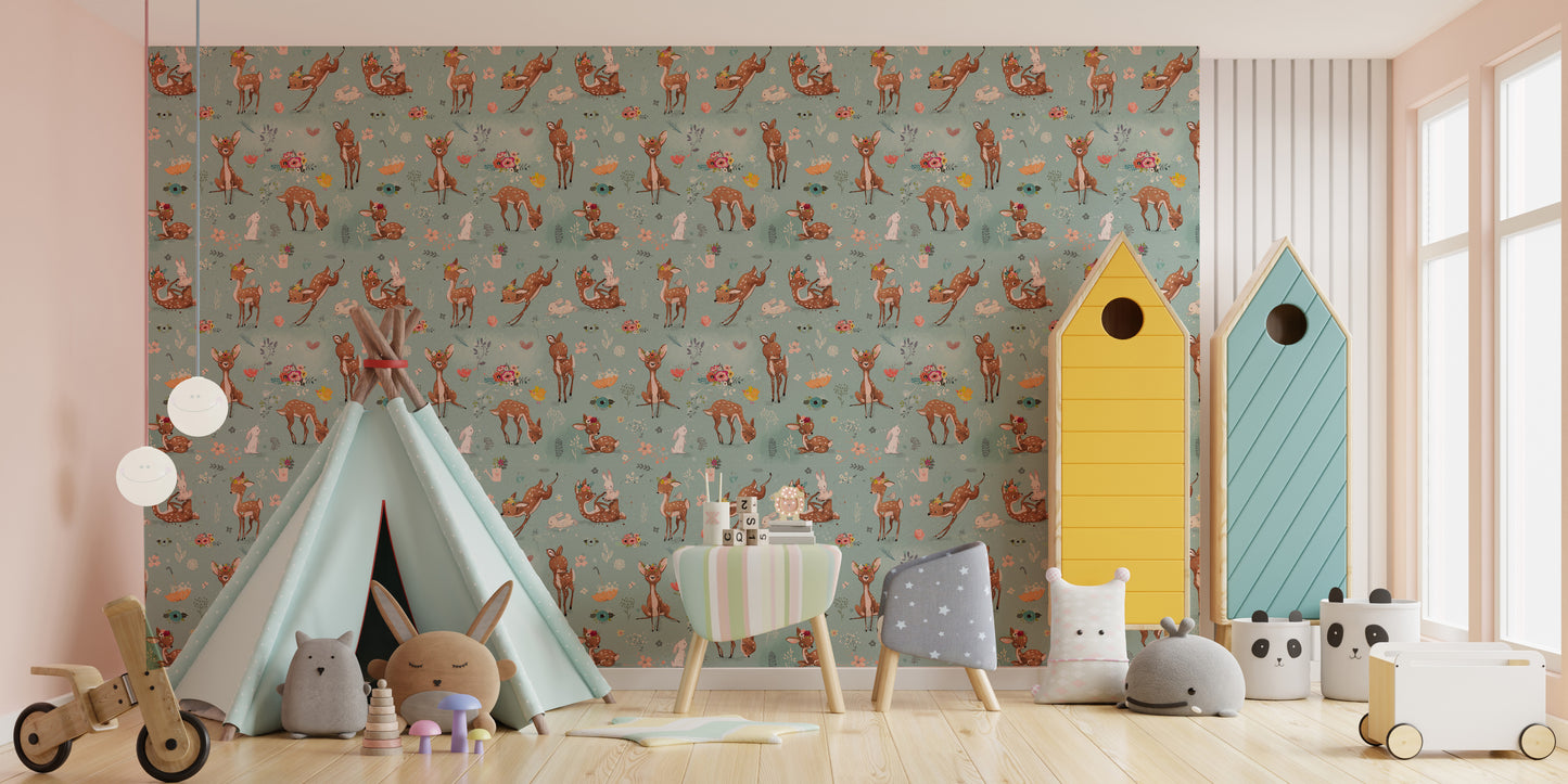 Deer and Hare Wall Art Mural