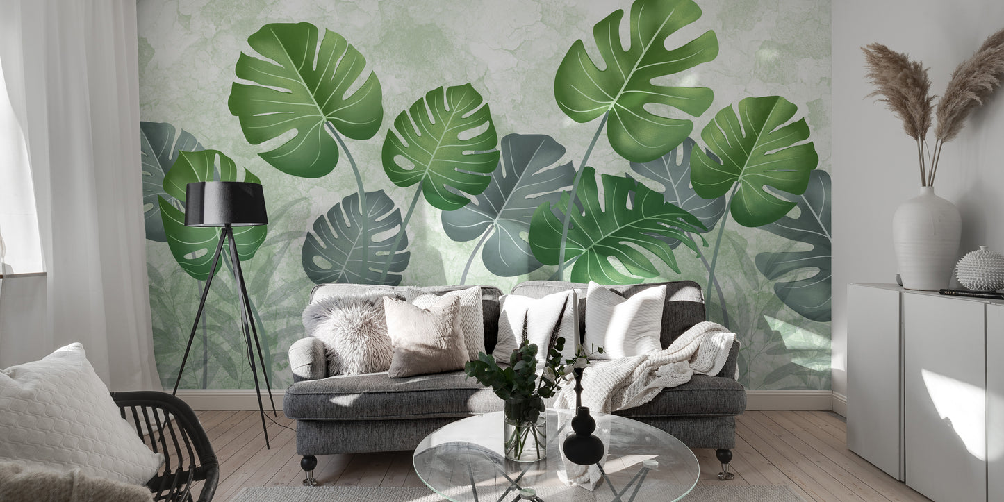 Canopy Leaves in Exotic Design Wallpaper Mural