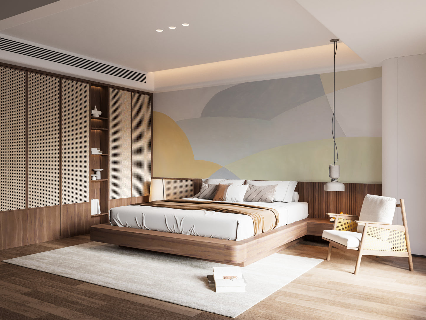 Abstract shapes in soft hues wallpaper mural