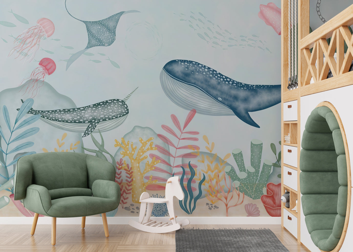 Marine Life Wallpaper Mural for Kids’ Wall Decor