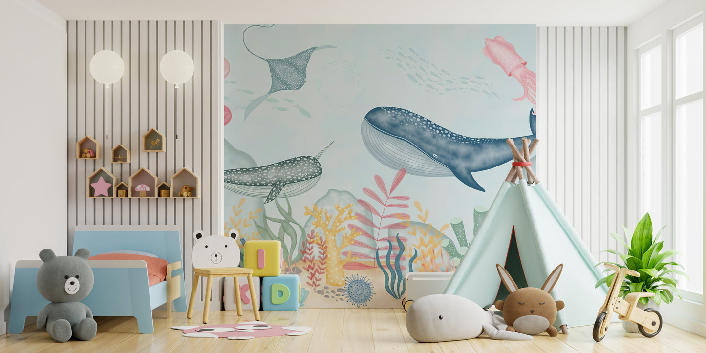 Kids Marine Life Wallpaper Mural for Playful Walls