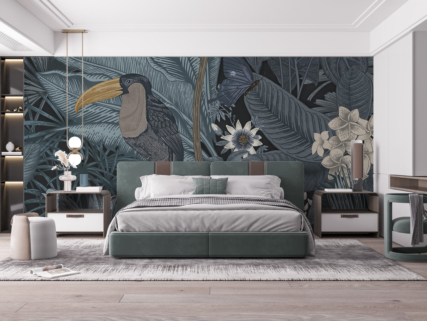 Bright tropical toucan mural nature inspired