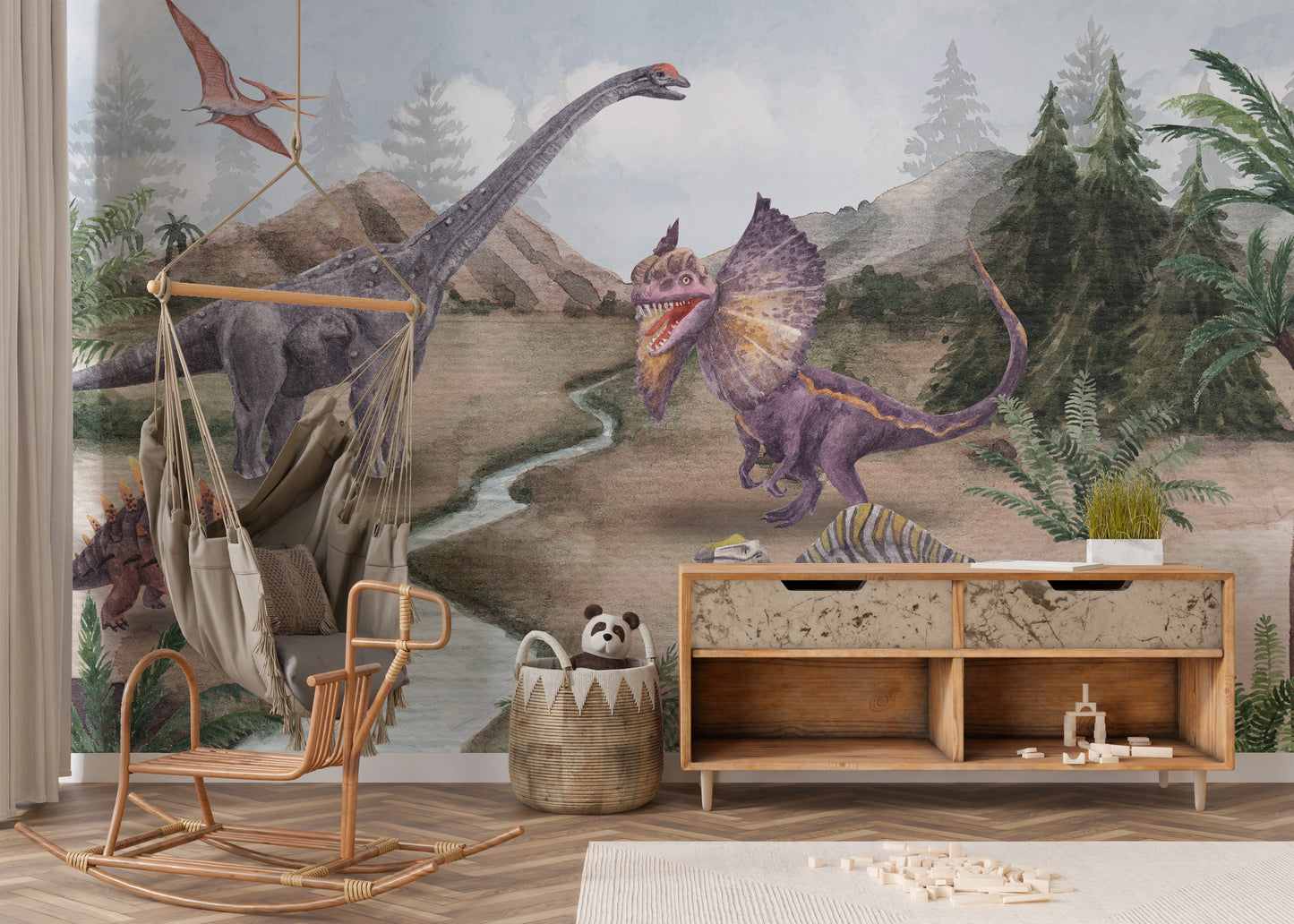 Fun Jurassic Era Wallpaper Mural for kids' rooms