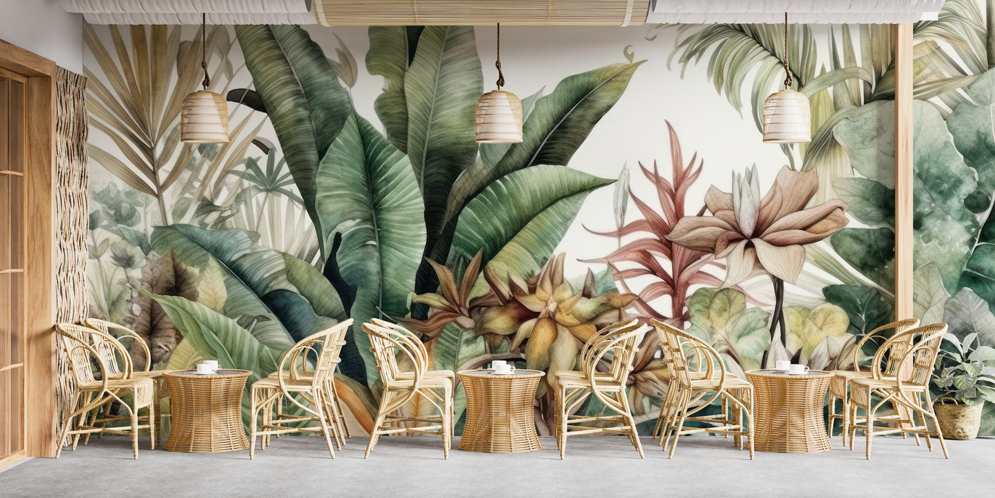 Lush Greenery Wall Mural with vibrant greenery