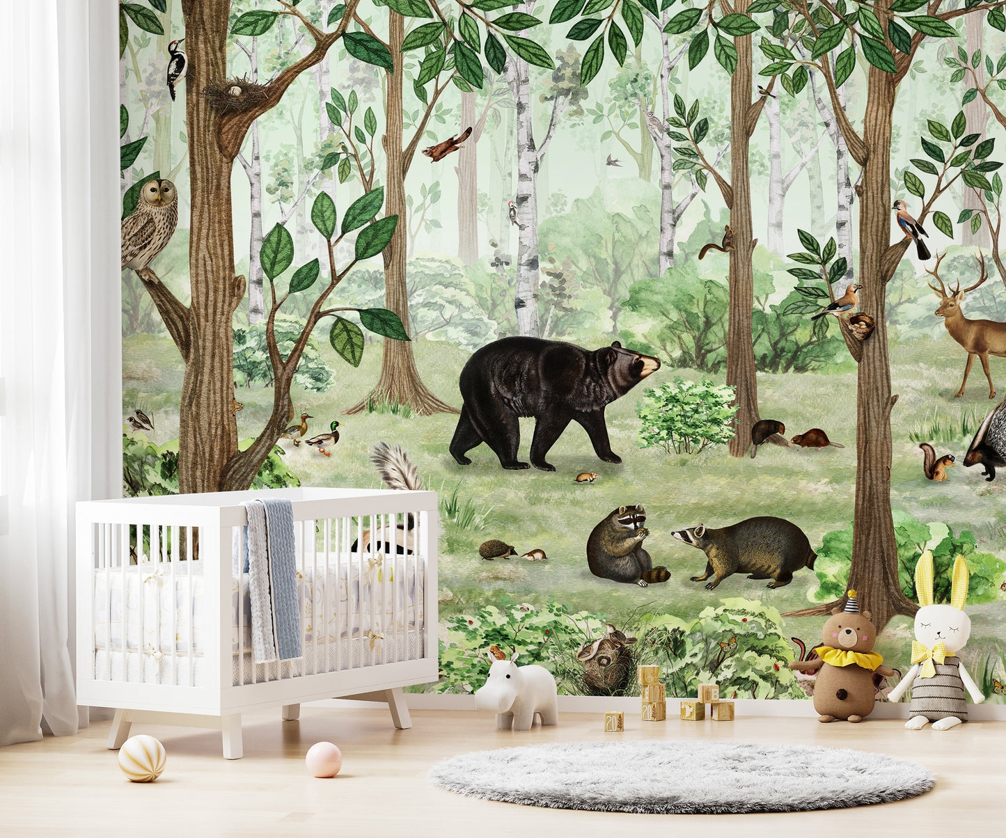 Vibrant forest wallpaper mural with curated natural beauty.