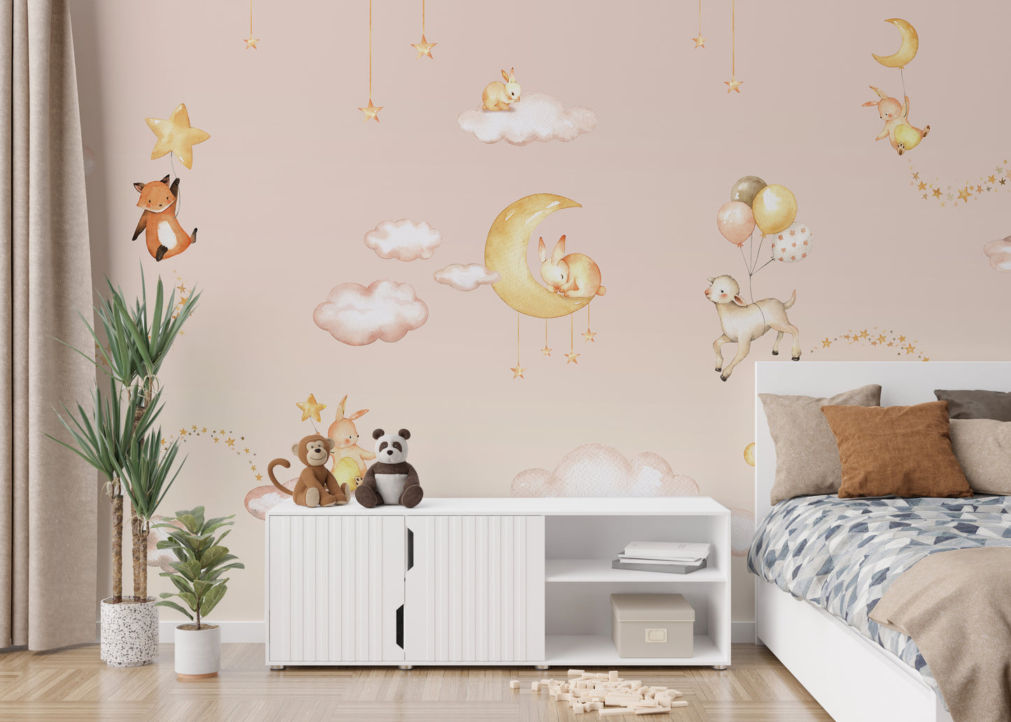 Pink Sweet dreams wallpaper for kids room