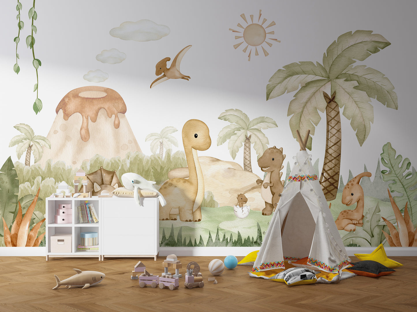 Cute dino baby design for fun and lively wall decor