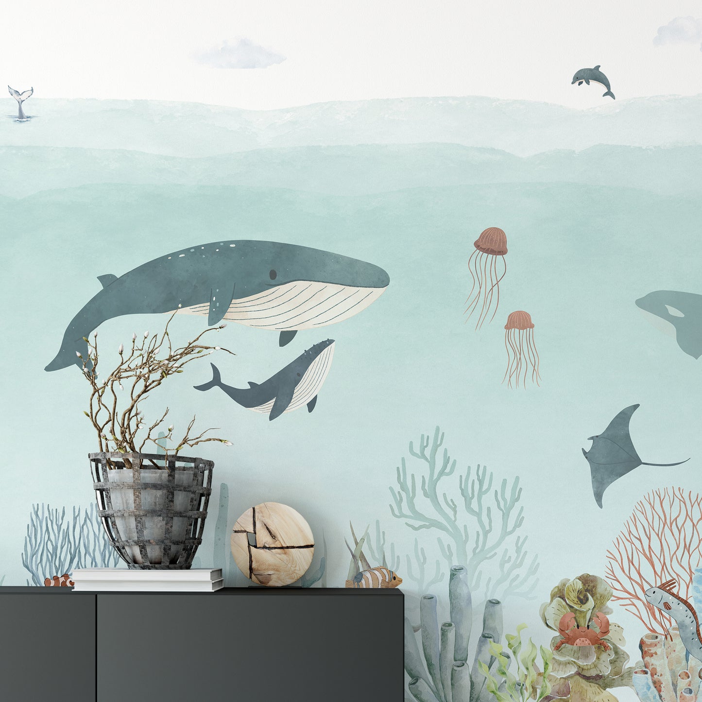Decorative wall art with a dynamic and vibrant sea motif