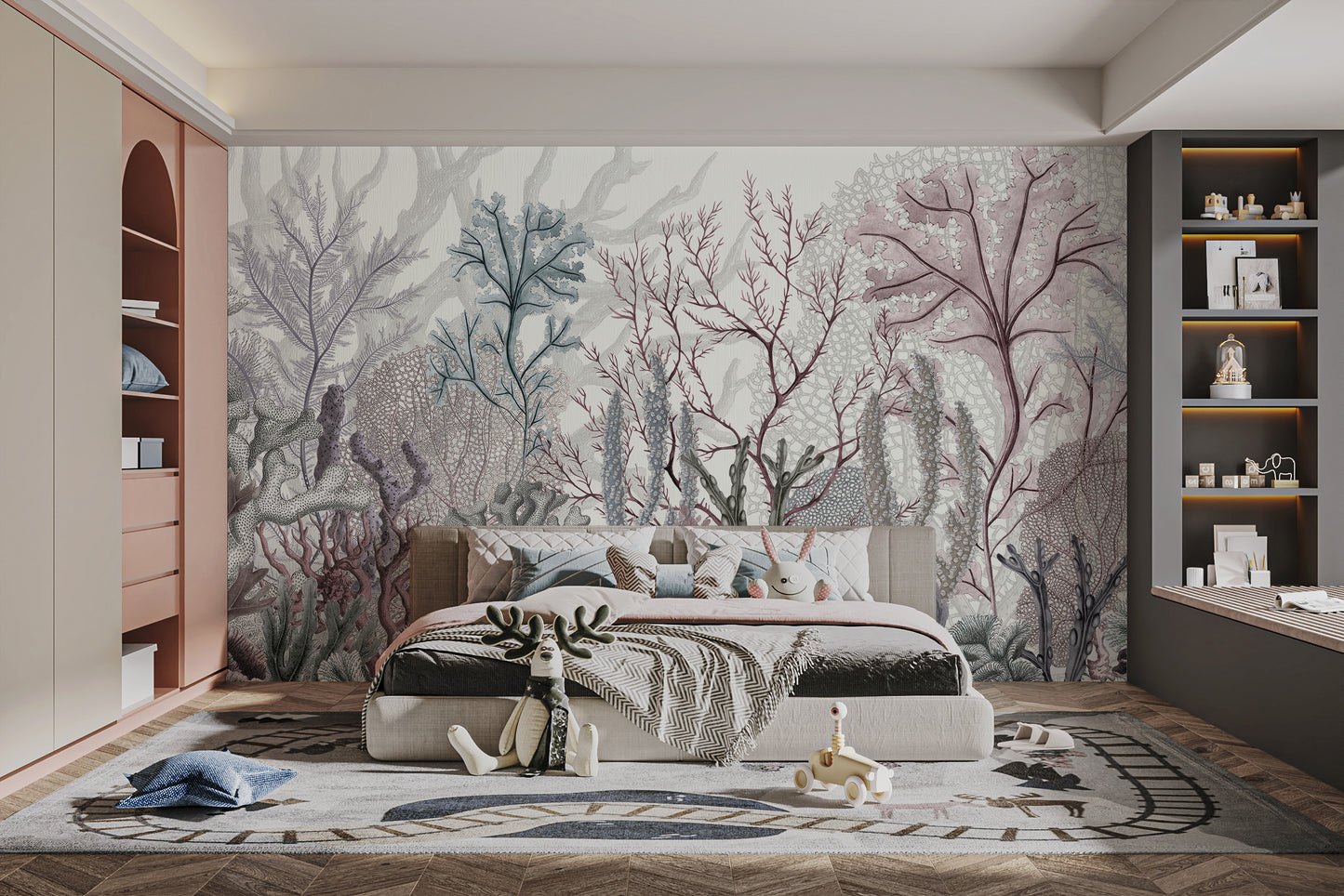 Enchanted tapestry mural inspired by the seabed.