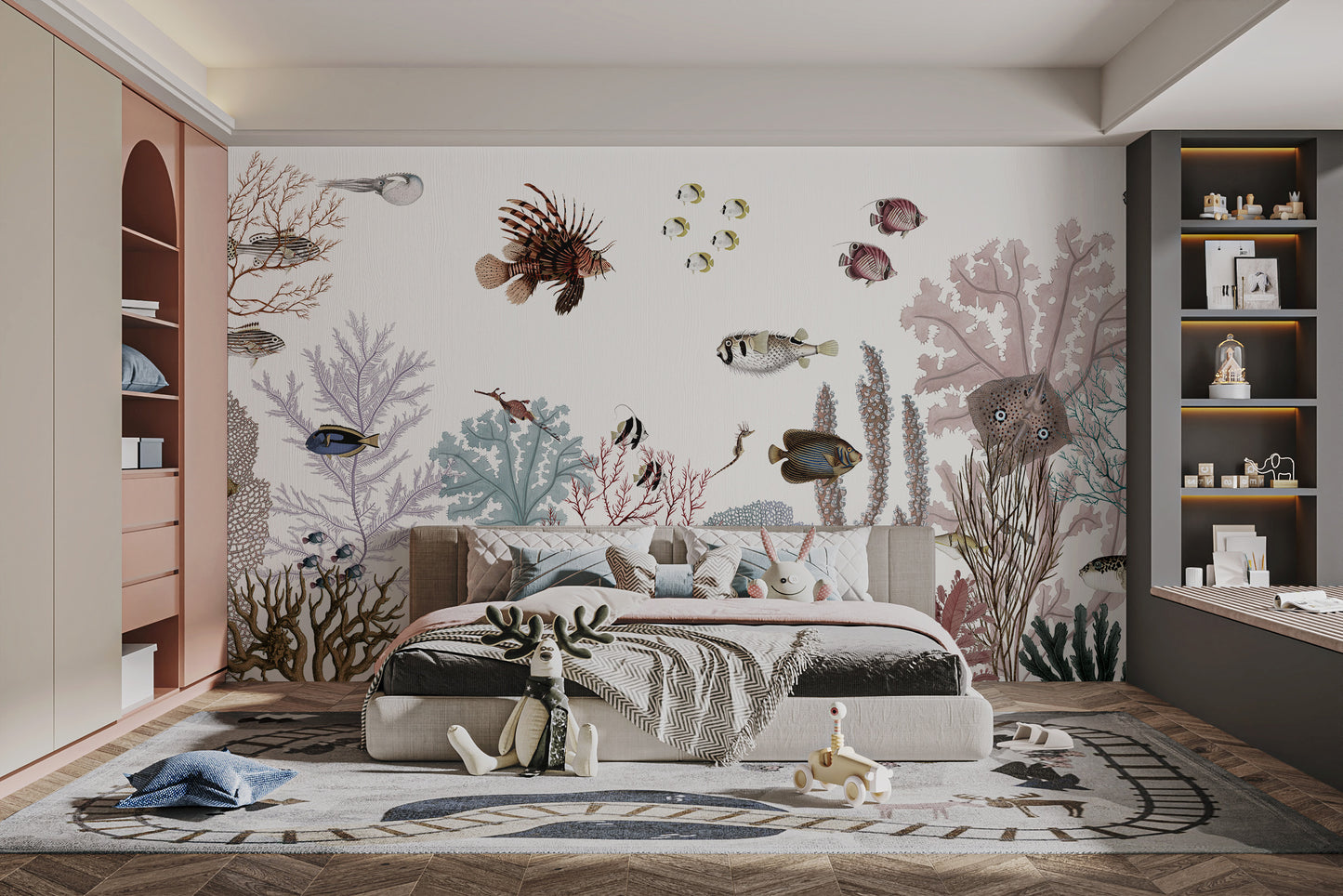Underwater mural showcasing the coral kingdom's beauty.
