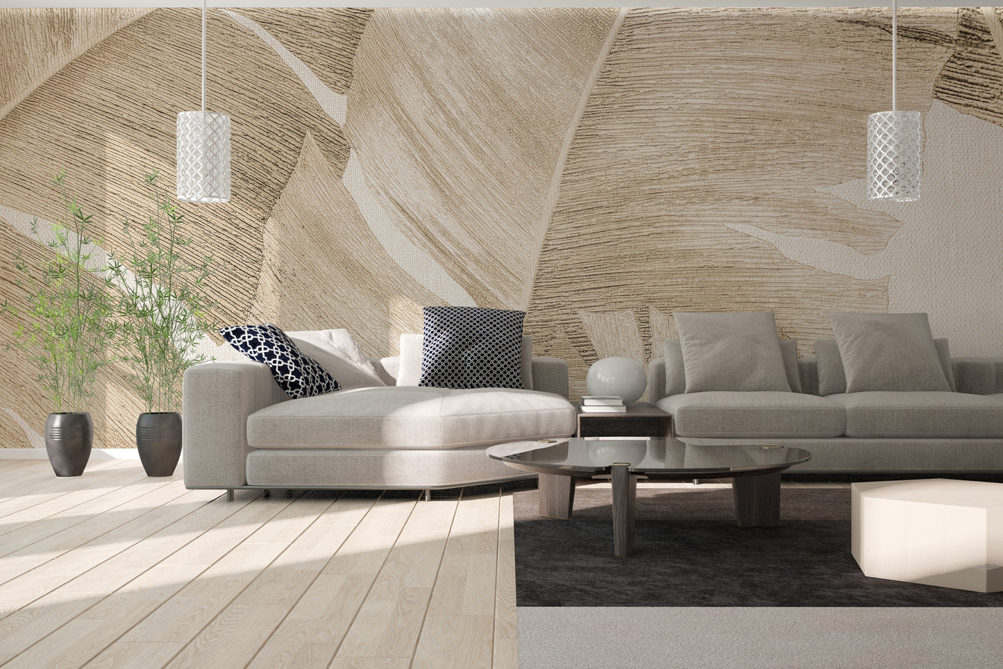 Warm-toned amber leaves wall mural for sophisticated walls