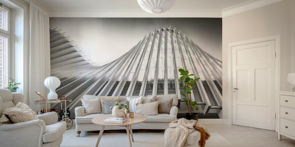 Clean aesthetic wall mural with architectural drafting motifs for any rooms.