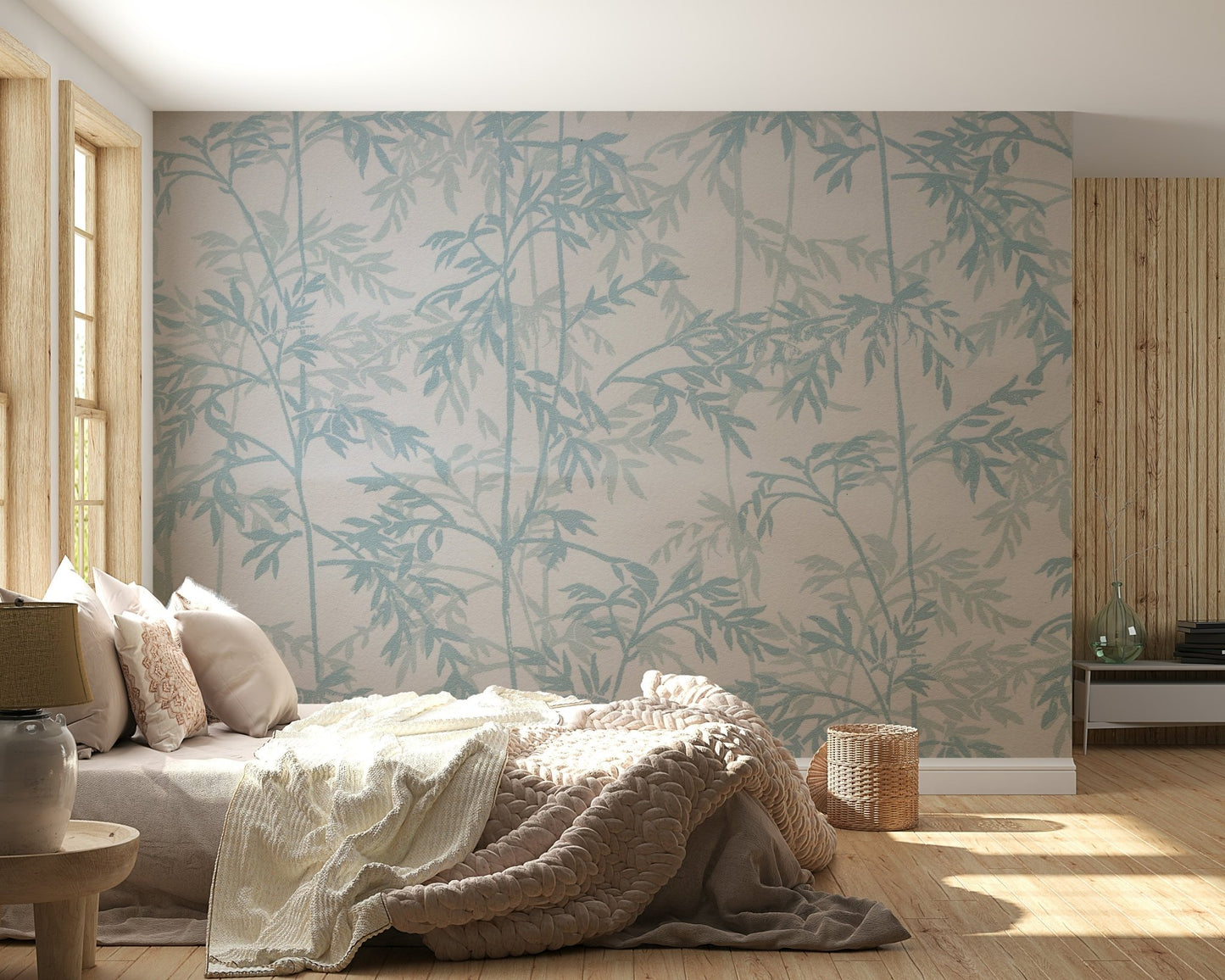 Azure Bamboo Wall Mural - Wallanza