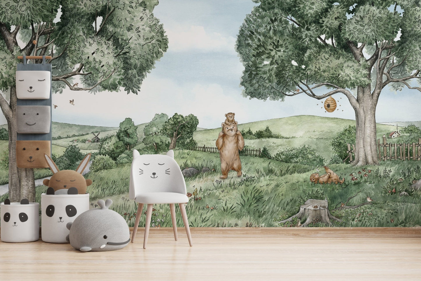 Bears and Bees Wall Mural - Wallanza