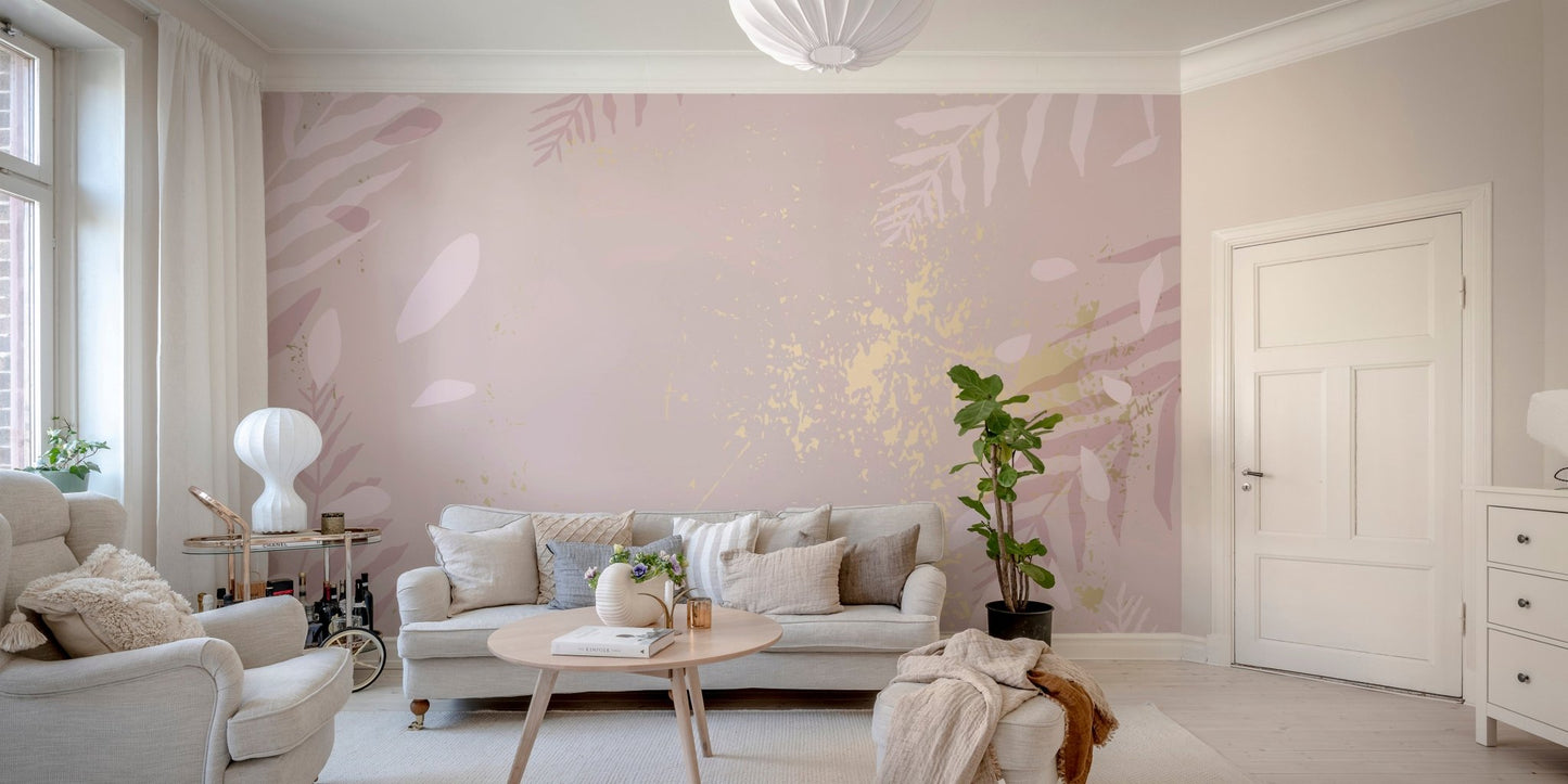 Blush elegance mural with soft pastel tones for modern sitting room decor.