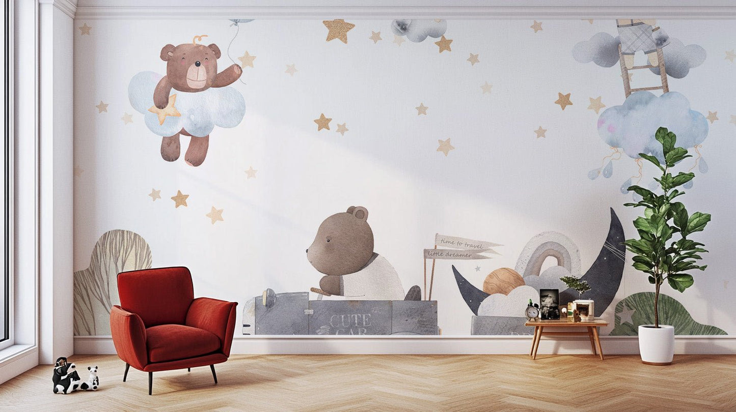 Charming Cloud Bears Wall Mural - Wallanza