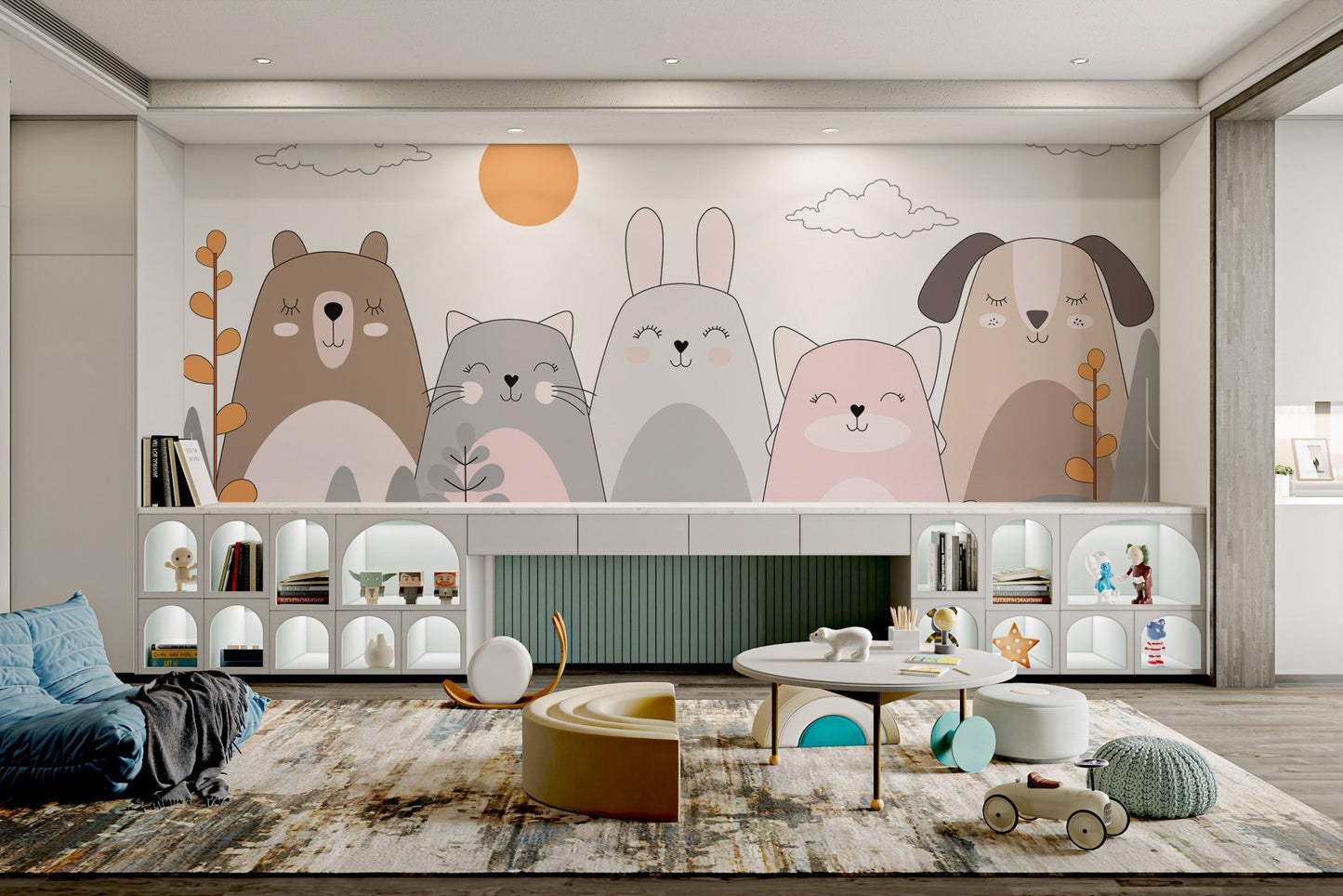 Sweet animal-themed design for kids' wall decor