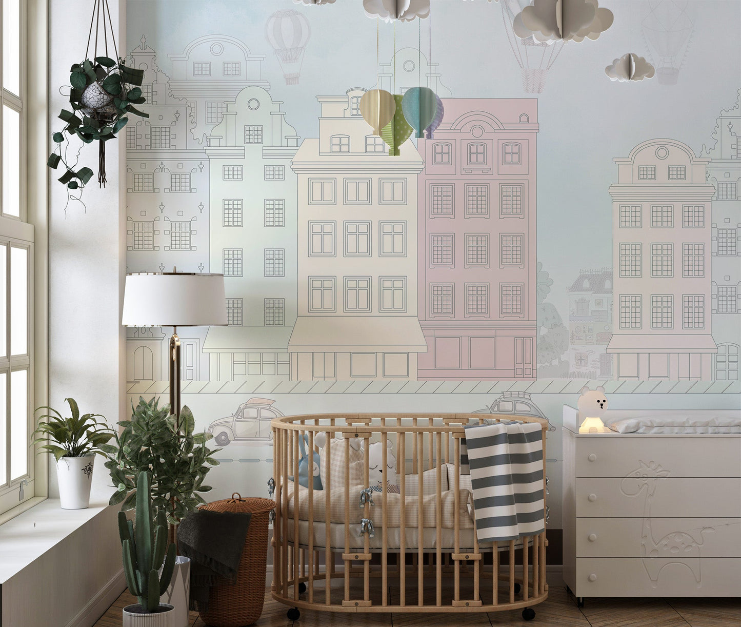 Colorful Cityscape Wall Mural - Wallanza