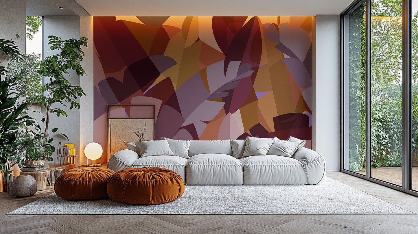 Colorful Leaves Abstract Wallpaper Mural - Wallanza
