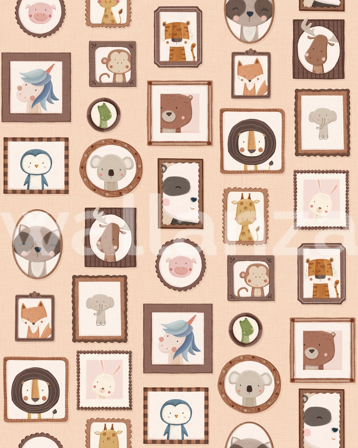 Gentle animal family portraits design for wall murals.