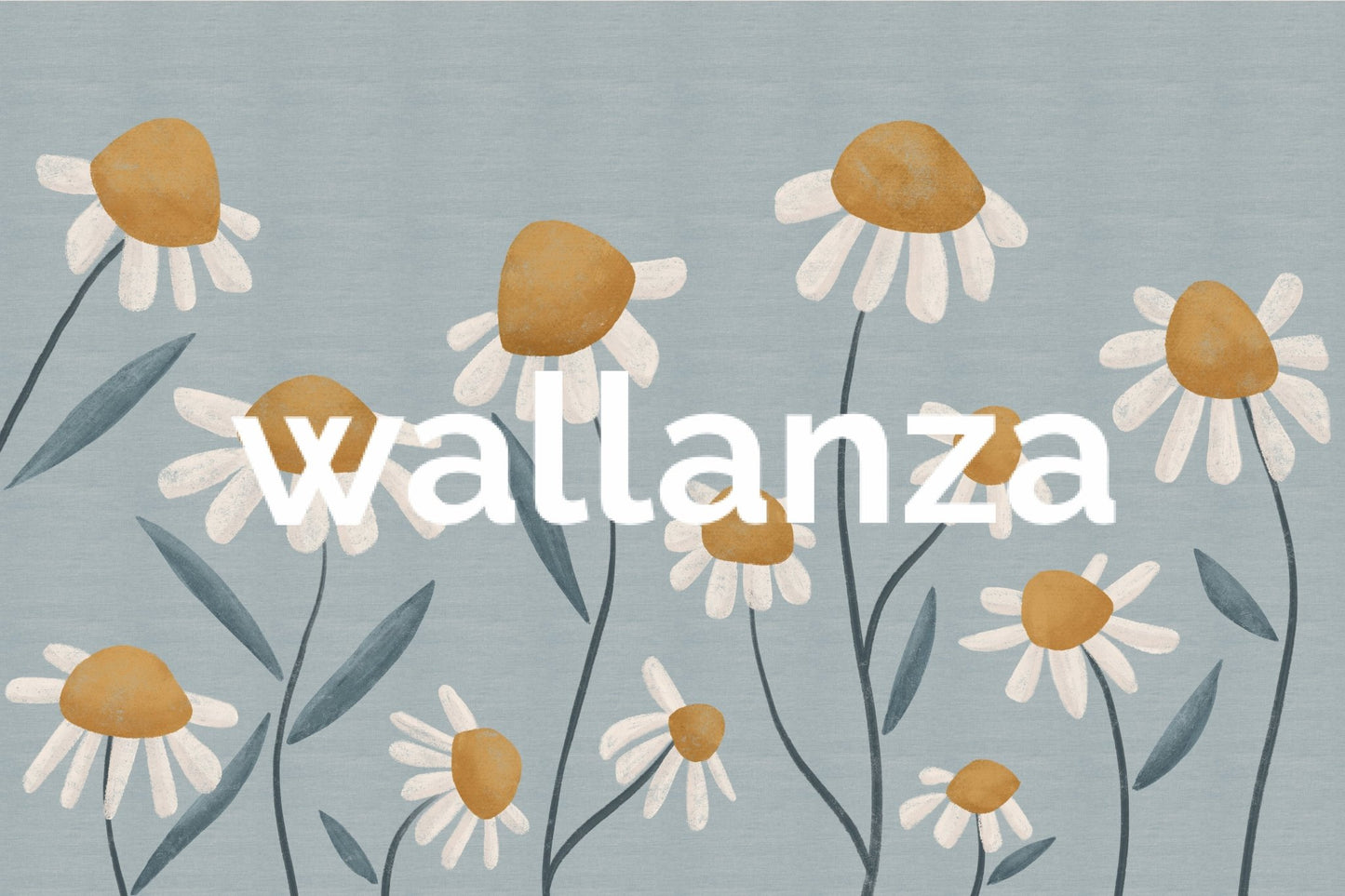 Hand-drawn daisy flower mural art piece