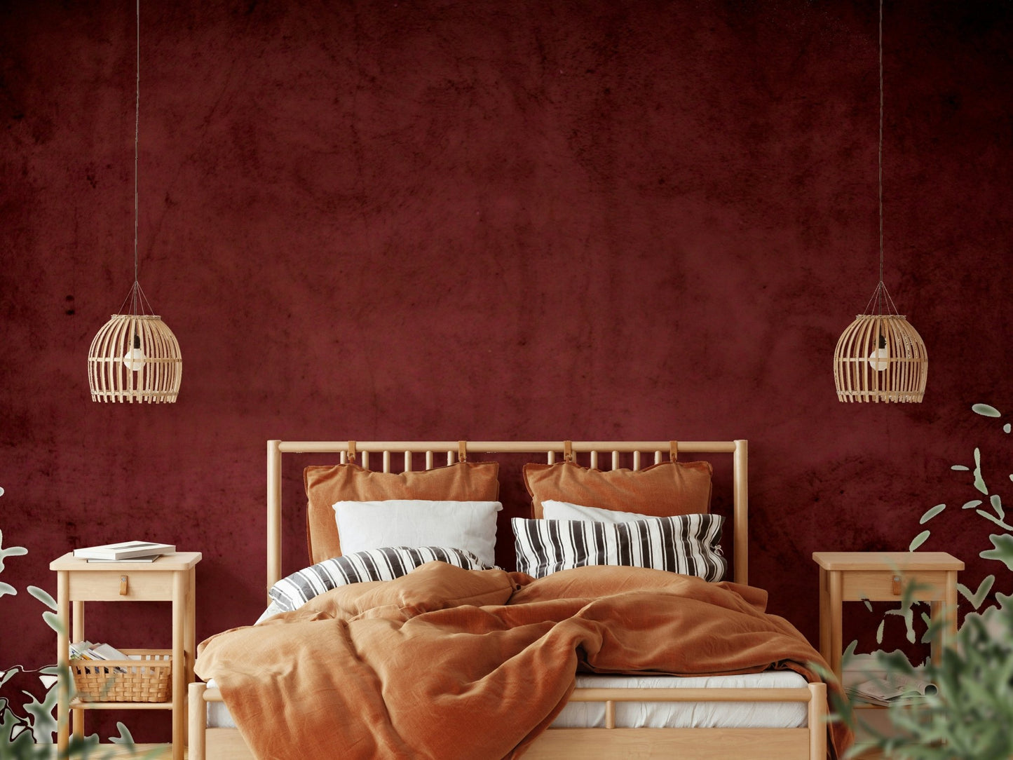 Deep Burgundy Texture Wall Mural - Wallanza