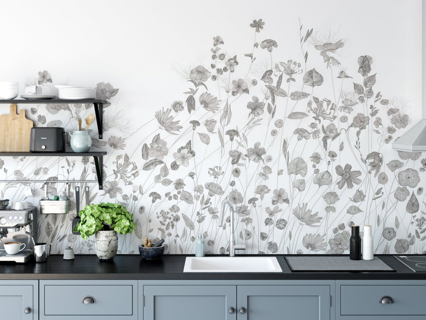Delicate Wildflower Wallpaper Mural - Wallanza