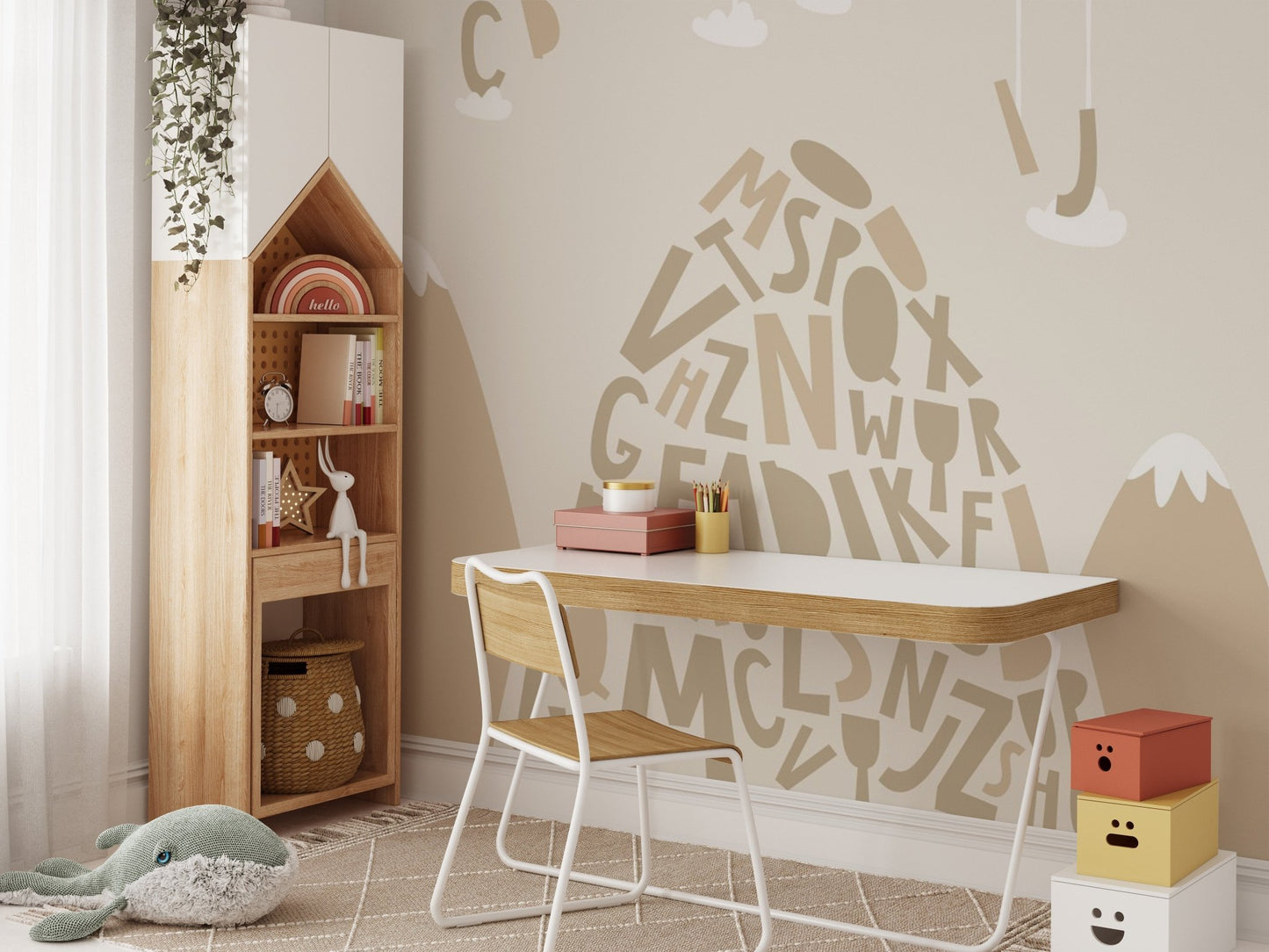 Educational mountain peak wallpaper mural design