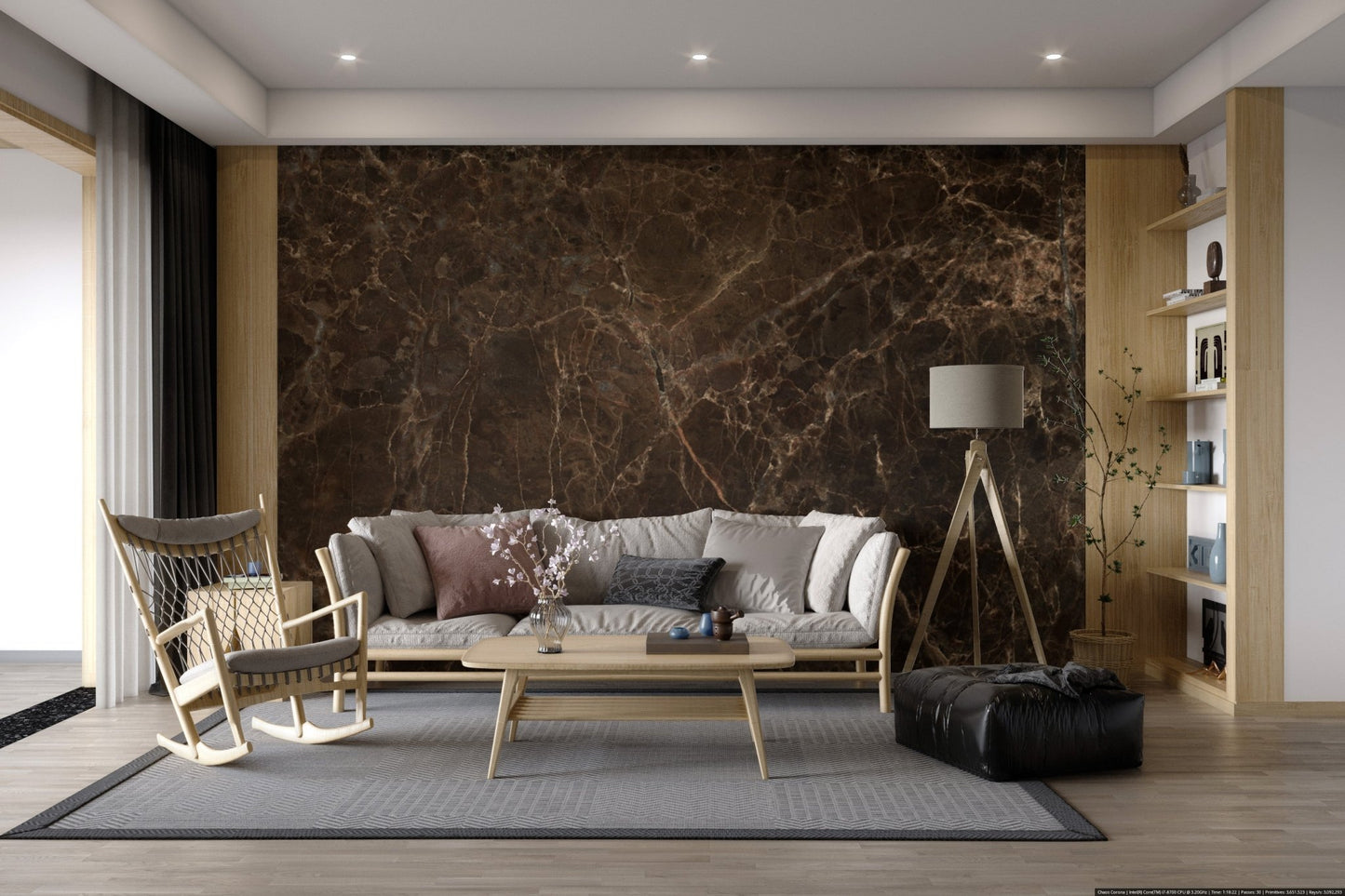 Rich and elegant Emperador Dark marble wall mural design