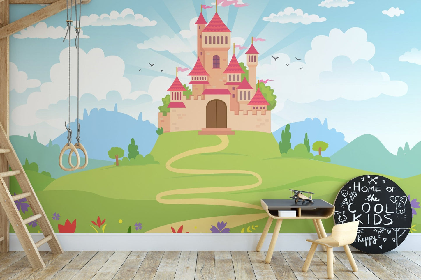 Elegant mural featuring a fairytale princess castle for walls.