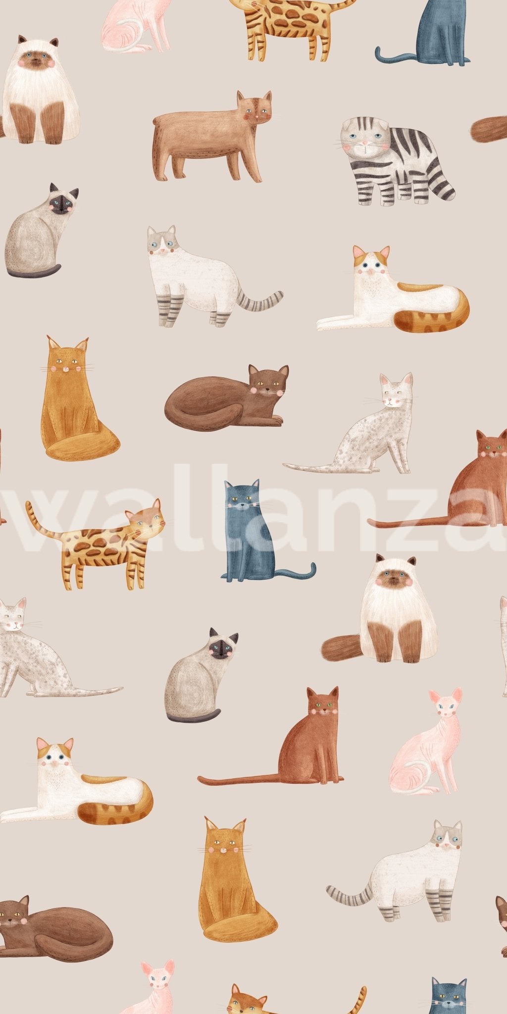 Minimalist feline pattern wallpaper murals